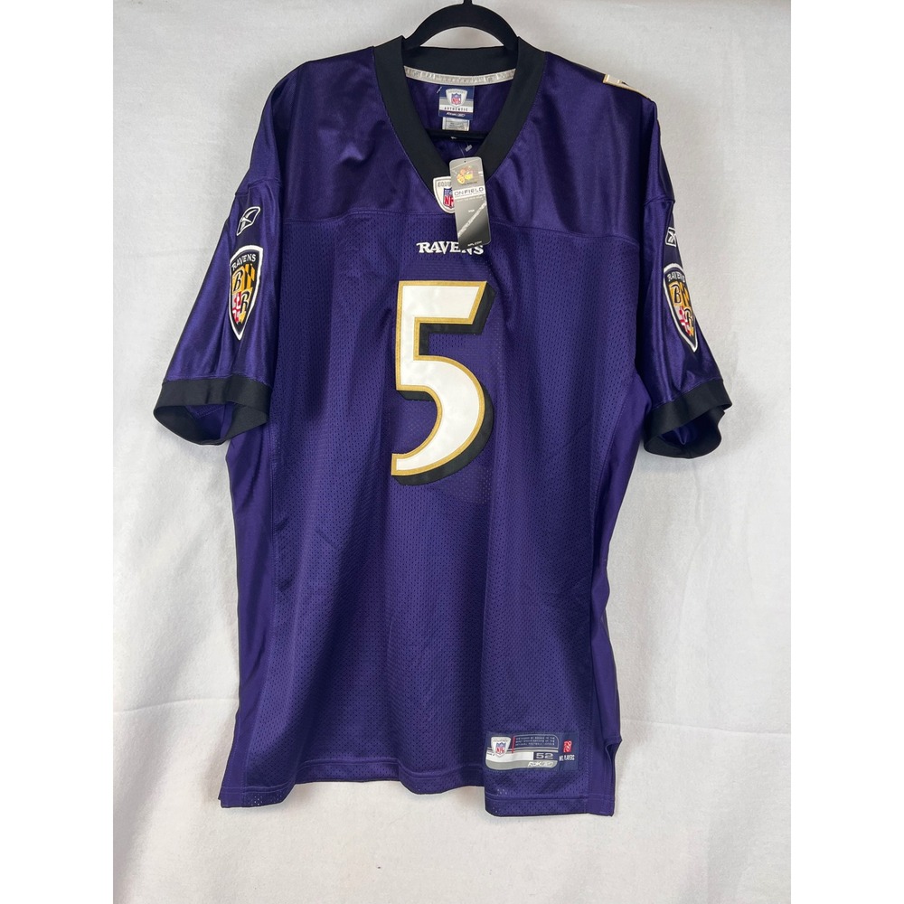 NWT Vintage Reebok Mens Purple Baltimore Ravens Joe Flacco #5 Jersey Size 52